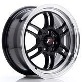 Japan Racing Wheels JR7 7x15 4x100/114.3 CB73.1 Glossy Black w/Machined Lip