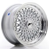 Japan Racing Wheels JR9 7x15 4x100/108 CB74.1 Silver w/Machined Lip+Silver Rivets