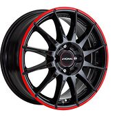 Ronal RONAL R54 MCR JET BLACK RED RIM 7x17 5/112 ET45 CB76,0