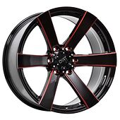 Statusfälgar D91 Glossblack Red stripe 9,5x20 6/114,3 ET18 CB66,1 60°